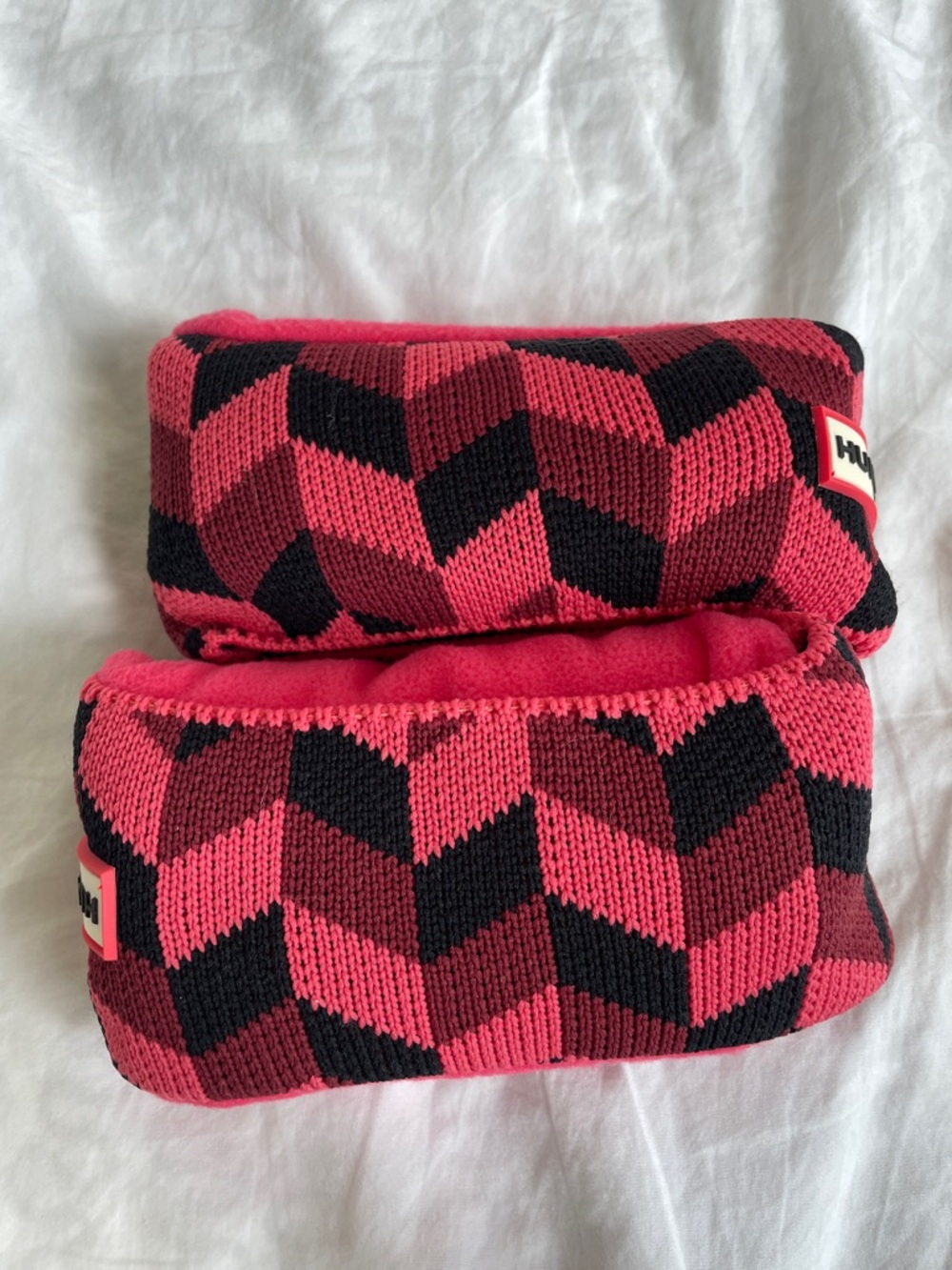 Hunter Pink and Black Geometric Knit Boot Cuffs